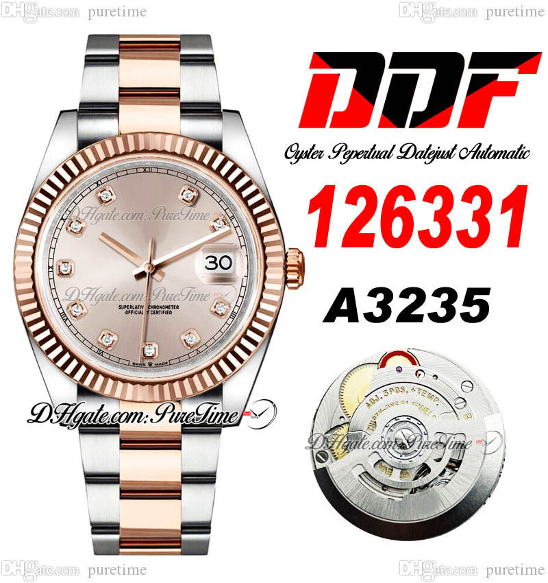 DDF Date 126331 A3235 Automatic Mens Watch 41 Two Tone Rose God Fluted Bezel Diamond-Set Dial 904L OysterSteel Bracelet Super Edition Same Series Card Puretime F6
DDF Date 126331 A3235 Automatic Mens Watch 41 Two Tone Rose God Fluted Bezel Diamond-Set Dial 904L OysterSteel Bracelet Super Edition Same Series Card Puretime F6