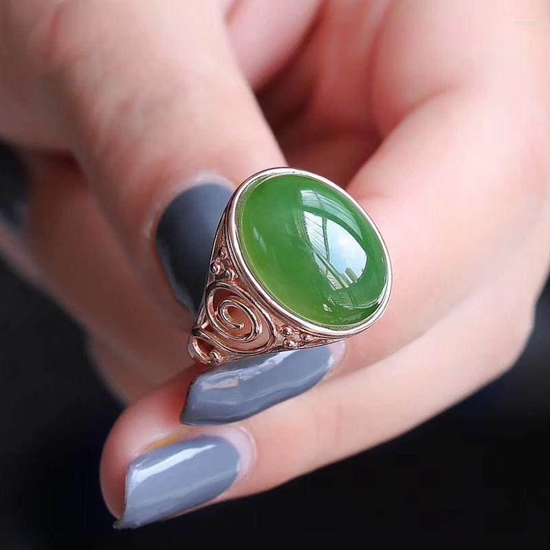 Cluster Rings Natural Hetian Jade Green Ring Female Sterling Silver Rose Gold Open Index Finger Mother's Day Gift Jewelry
Cluster Rings Natural Hetian Jade Green Ring Female Sterling Silver Rose Gold Open Index Finger Mother's Day Gift Jewelry
