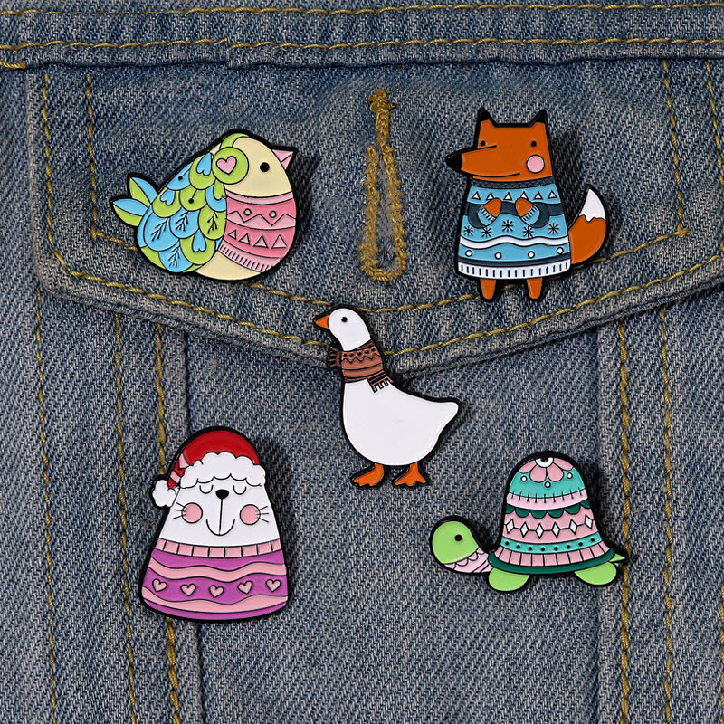 Happy Winter Enamel Pins Custom Bird Cat Fox Turtle Goose Brooches Lapel Badges Animal Sweater Jewelry Gift for Kids Friends, Color #1
Happy Winter Enamel Pins Custom Bird Cat Fox Turtle Goose Brooches Lapel Badges Animal Sweater Jewelry Gift for Kids Friends, Color #1