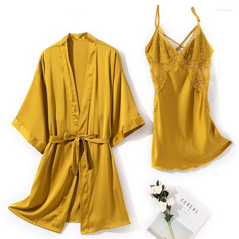 Women's Sleepwear Summer Women Loose Casual Kimono Bathrobe Gown Faux Silk Satin Wedding Robe Set Lace Trim Nightgown Pajama Suit, Black 2pcs a
Women's Sleepwear Summer Women Loose Casual Kimono Bathrobe Gown Faux Silk Satin Wedding Robe Set Lace Trim Nightgown Pajama Suit, Black 2pcs a