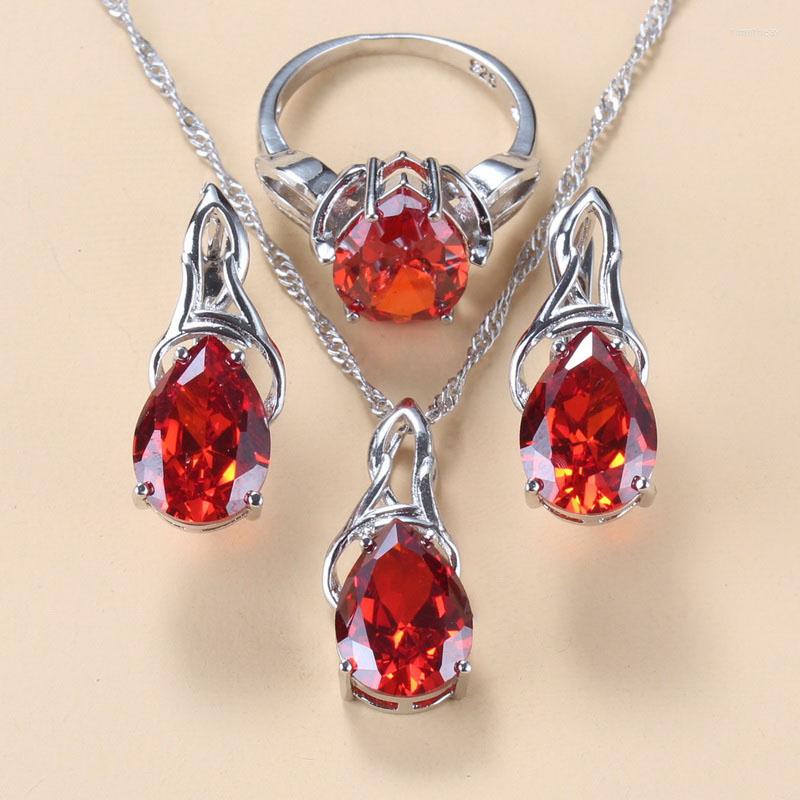 Necklace Earrings Set Arrival Bridal Red Garnet And Clip For Women Water Drop Wedding Accessories Sets, Picture shown
Necklace Earrings Set Arrival Bridal Red Garnet And Clip For Women Water Drop Wedding Accessories Sets, Picture shown