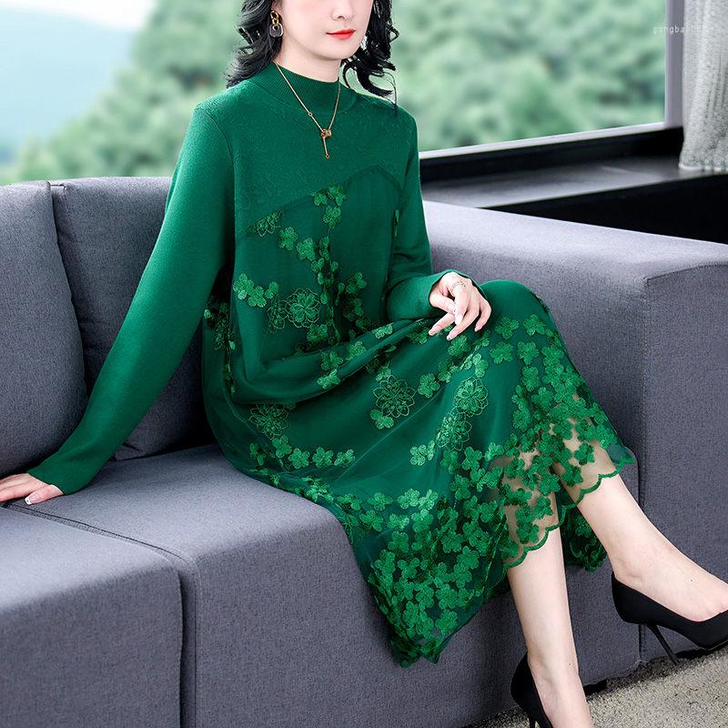 Casual Dresses Fall Winter Knit Embroidery Dress 2022 Large Size Women's Quality Sweater Splicing Round Neck Loose Design Bottoming, Green
Casual Dresses Fall Winter Knit Embroidery Dress 2022 Large Size Women's Quality Sweater Splicing Round Neck Loose Design Bottoming, Green
