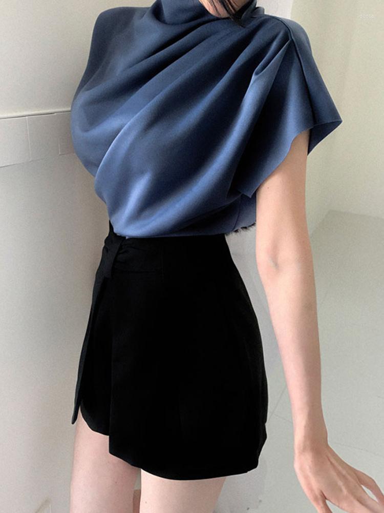 Women' Blouses Korea Chic Vintage Stand Collar Pleated Shirt Fashion Asymmetrical Design Solid Color Women Blouse 2022 Summer B760, Top
Women' Blouses Korea Chic Vintage Stand Collar Pleated Shirt Fashion Asymmetrical Design Solid Color Women Blouse 2022 Summer B760, Top