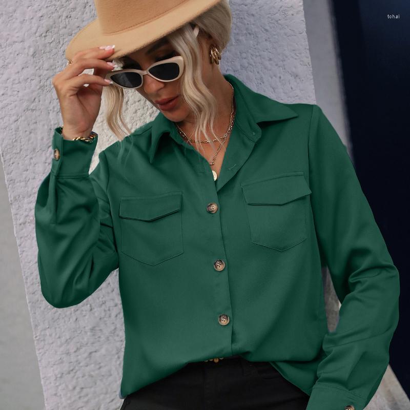 Women' Polos 2022 Autumn Casual Solid Long Sleeve Thin Blouses For Women Turn-down Collar Shirts With Pockets Female Fashion Tops, Green
Women' Polos 2022 Autumn Casual Solid Long Sleeve Thin Blouses For Women Turn-down Collar Shirts With Pockets Female Fashion Tops, Green