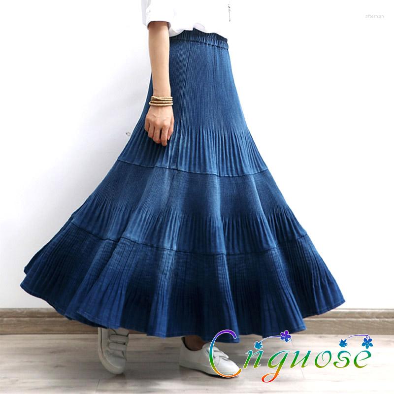 Skirts Female Woman Clothes Clothing Elegant Casual Fashion Cake A-line Pleated Jeans Maxi Long Denim With Women 2022, Blue
Skirts Female Woman Clothes Clothing Elegant Casual Fashion Cake A-line Pleated Jeans Maxi Long Denim With Women 2022, Blue