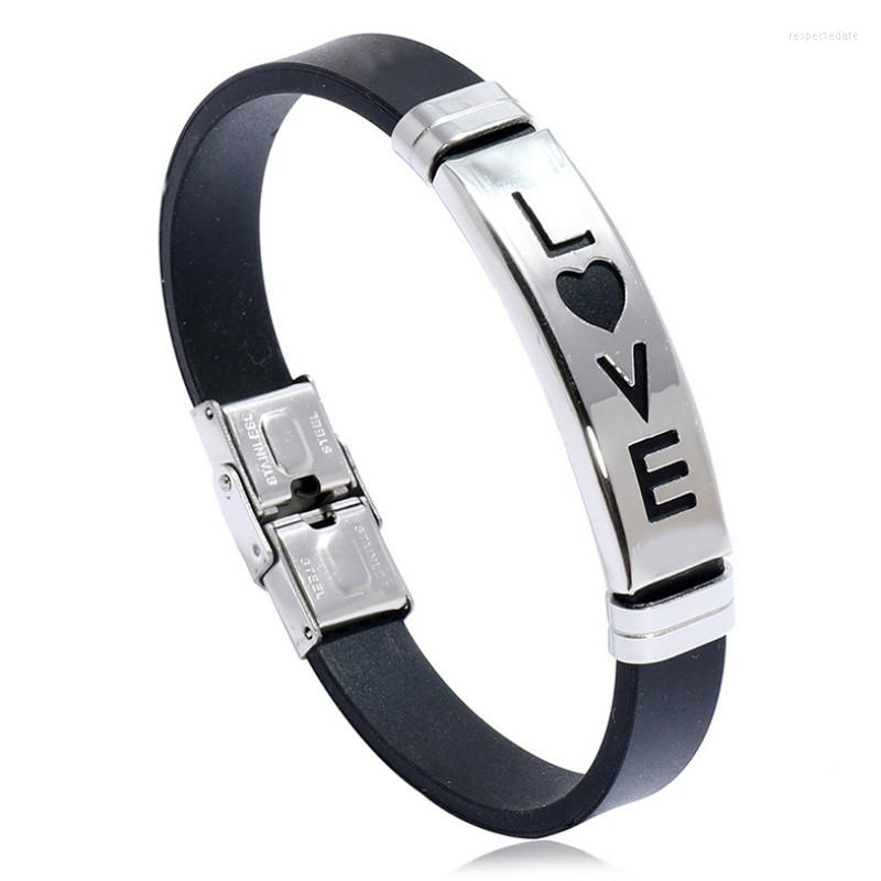 Charm Bracelets Fashion Love Heart Stainless Steel Bracelet Cuff Black Silicone Chain Wristbands Titanium Rubber Belt Bangle Punk Jewelry
Charm Bracelets Fashion Love Heart Stainless Steel Bracelet Cuff Black Silicone Chain Wristbands Titanium Rubber Belt Bangle Punk Jewelry