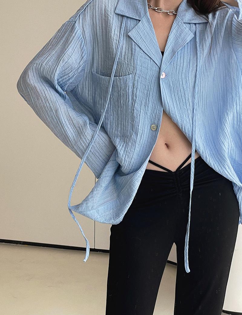 Women' Blouses Real 2022 Lapel Korean Version Temperament Loose Long-sleeved Sunscreen Shirt Cardigan Pleated Top Women, Blue
Women' Blouses Real 2022 Lapel Korean Version Temperament Loose Long-sleeved Sunscreen Shirt Cardigan Pleated Top Women, Blue