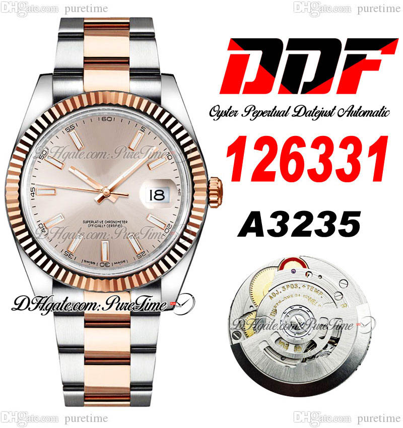 DDF Date 126331 A3235 Automatic Mens Watch 41 Two Tone Rose God Fluted Bezel champagne Stick Dial 904L OysterSteel Bracelet Super Edition Same Series Card Puretime G7
DDF Date 126331 A3235 Automatic Mens Watch 41 Two Tone Rose God Fluted Bezel champagne Stick Dial 904L OysterSteel Bracelet Super Edition Same Series Card Puretime G7