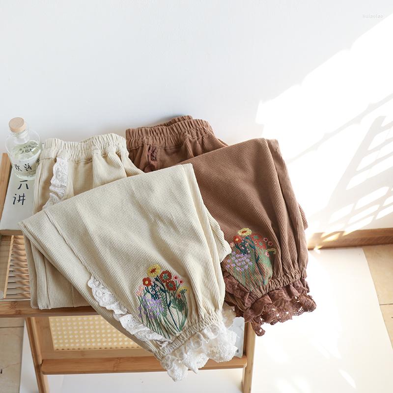 Women's Pants Spring Autumn Women Sweet Mori Kei Loose Flower Embroidered Lacy Tirms Comfortable Elastic Waist Corduroy Pants/Trousers, Beige
Women's Pants Spring Autumn Women Sweet Mori Kei Loose Flower Embroidered Lacy Tirms Comfortable Elastic Waist Corduroy Pants/Trousers, Beige