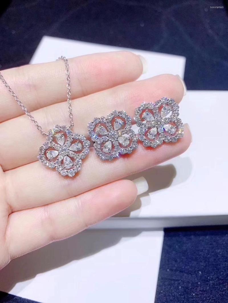 Necklace Earrings Set Wedding Jewelry For Women Zircon Cz Flower Clovers Stud, Picture shown
Necklace Earrings Set Wedding Jewelry For Women Zircon Cz Flower Clovers Stud, Picture shown