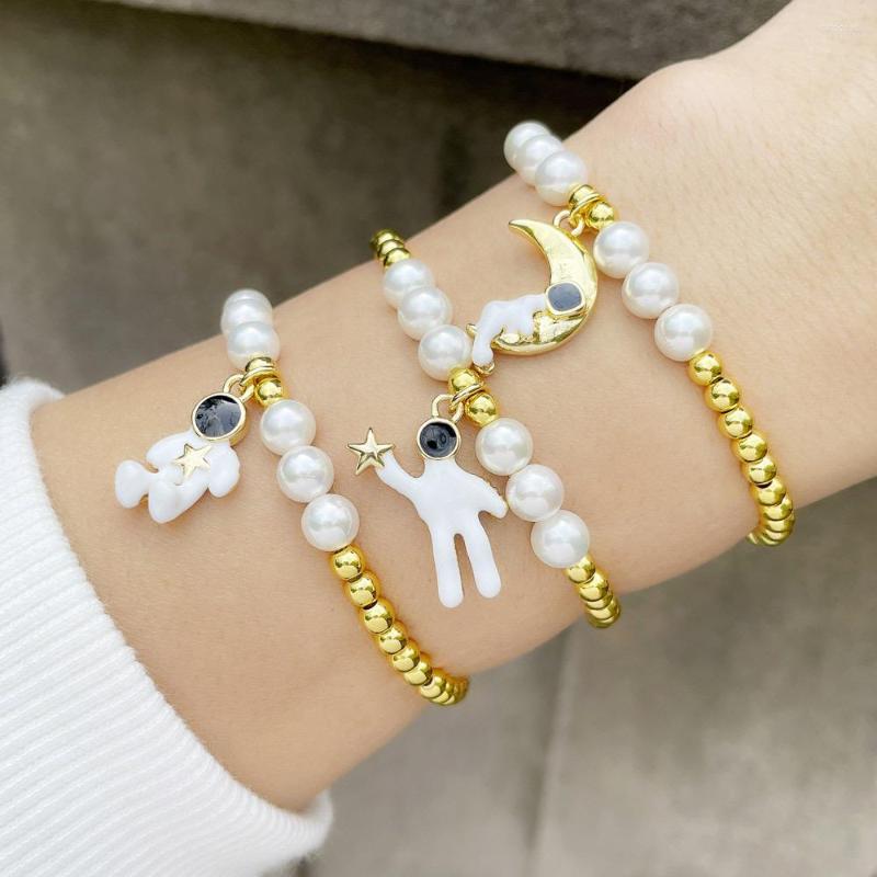 Strand 5PCS Enamel Cartoon Astronaut Pendant Moon And Star Bracelet Gold Plated Beads Pearl Shell For Women Girls Jewelry
Strand 5PCS Enamel Cartoon Astronaut Pendant Moon And Star Bracelet Gold Plated Beads Pearl Shell For Women Girls Jewelry
