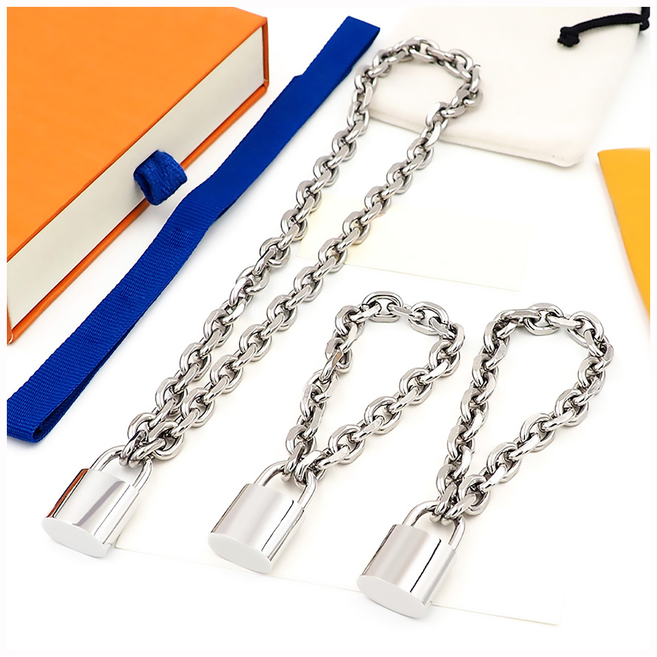 L Bracelet Lock Silver Bangle Design Links Mens Stainless Steel Bracelets Hip Hop Chain Sparkly Braclets Permanent Armband Hand Bangles Chains Si