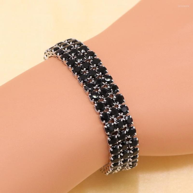 Link Bracelets Fashion Silver Color Bracelet For Women Superior Black Cubic Zirconia Adjustable Chain Length 18 2cm
Link Bracelets Fashion Silver Color Bracelet For Women Superior Black Cubic Zirconia Adjustable Chain Length 18 2cm