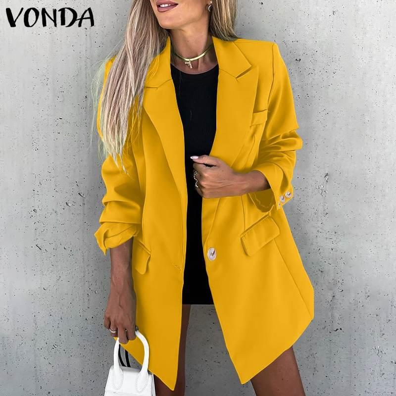 Women' Suits & Blazers Long Sleeve Casual Coats Blazer VONDA 2022 Women Solid Color Autumn Spring Ladies Lapel Collar Suit Femininas, Black
Women' Suits & Blazers Long Sleeve Casual Coats Blazer VONDA 2022 Women Solid Color Autumn Spring Ladies Lapel Collar Suit Femininas, Black