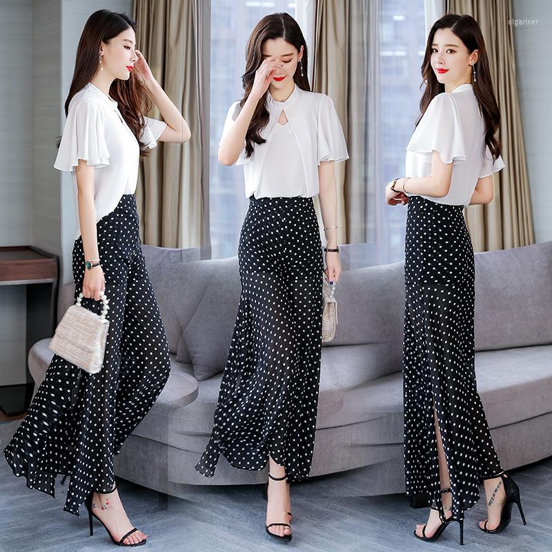 Women's Tracksuits 2022 Summer Two Pieces Dot Suits Elegant Short Sleeve Blouse Shirt Tops And Wide Leg Pant Trousers Sets
Women's Tracksuits 2022 Summer Two Pieces Dot Suits Elegant Short Sleeve Blouse Shirt Tops And Wide Leg Pant Trousers Sets