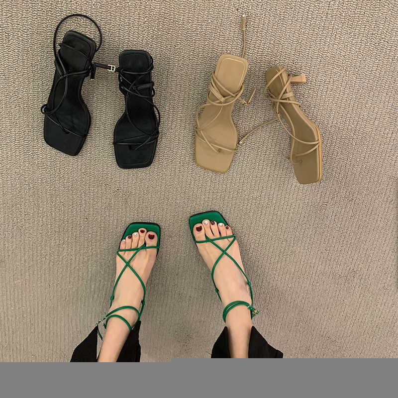 Sandals New 2022 Women Sandals Female Pu Leather Square Toe Thin High Heels Shoes Soild Ladies Fashion Bandage Light Footwear T221209, Khaki
Sandals New 2022 Women Sandals Female Pu Leather Square Toe Thin High Heels Shoes Soild Ladies Fashion Bandage Light Footwear T221209, Khaki