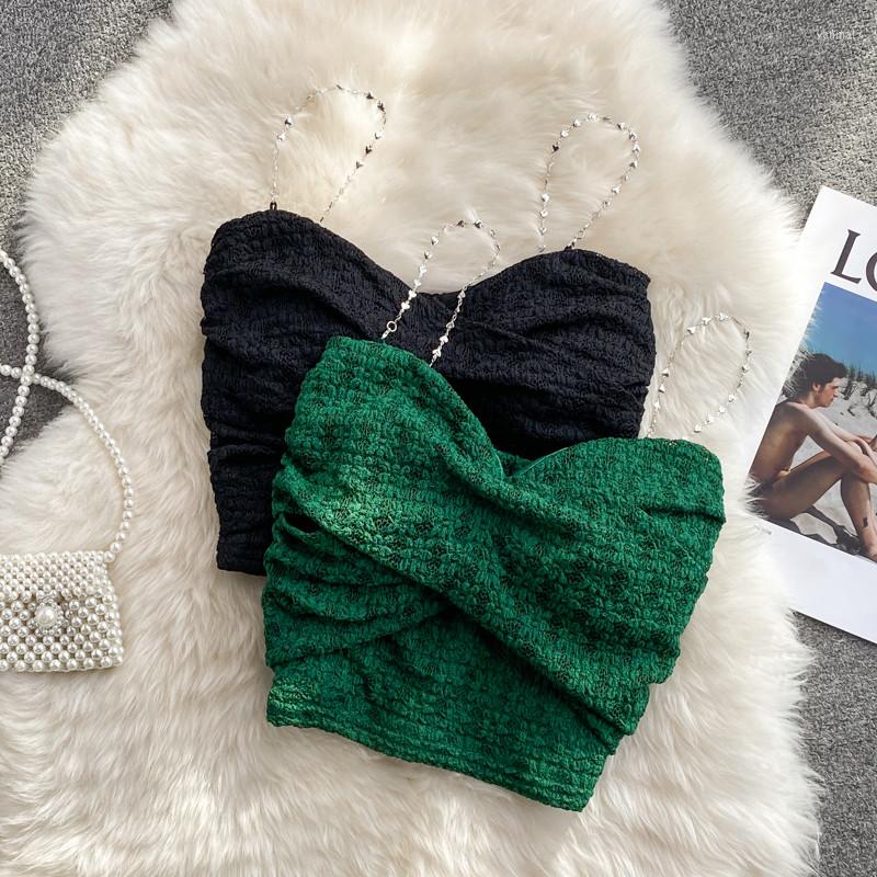 Women's Tanks Summer Women Tie Green Lace Camis Slim Metal Chain Spaghetti Strap Tank Female Sexy V Neck Backless Sleeveless Vest Short Tops, Black
Women's Tanks Summer Women Tie Green Lace Camis Slim Metal Chain Spaghetti Strap Tank Female Sexy V Neck Backless Sleeveless Vest Short Tops, Black