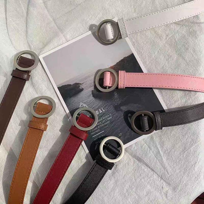 Belts Fashion Women PU Leather Belt Without Holes Round Buckle Jeans Waist Strap Black White Simple Wild Students Female Waistband, Pink 
Belts Fashion Women PU Leather Belt Without Holes Round Buckle Jeans Waist Strap Black White Simple Wild Students Female Waistband, Pink