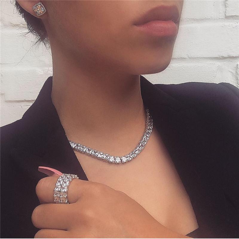 Necklace Earrings Set Choucong Tennis Chain Ring Earring Jewelry Silver Cz Statement Wedding Rings Necklaces For Women, Picture shown
Necklace Earrings Set Choucong Tennis Chain Ring Earring Jewelry Silver Cz Statement Wedding Rings Necklaces For Women, Picture shown