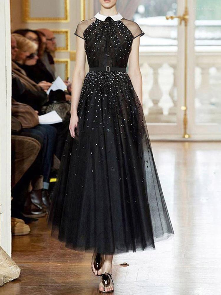 Casual Dresses Designer Summer High Quality Women' Sequin Embroidery Black Mesh Street Vintage Fashion Celebrity Party Elegant Dress
Casual Dresses Designer Summer High Quality Women' Sequin Embroidery Black Mesh Street Vintage Fashion Celebrity Party Elegant Dress