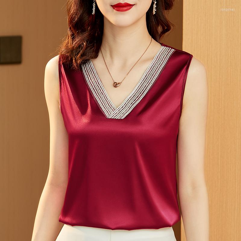 Women's Blouses 2022 Fashion Vintage Plus Size Sexy Sleeveless V-Neck Satin Mujer Summer Blusas Woman Vetement Tops Shirts Chemise, Beige
Women's Blouses 2022 Fashion Vintage Plus Size Sexy Sleeveless V-Neck Satin Mujer Summer Blusas Woman Vetement Tops Shirts Chemise, Beige