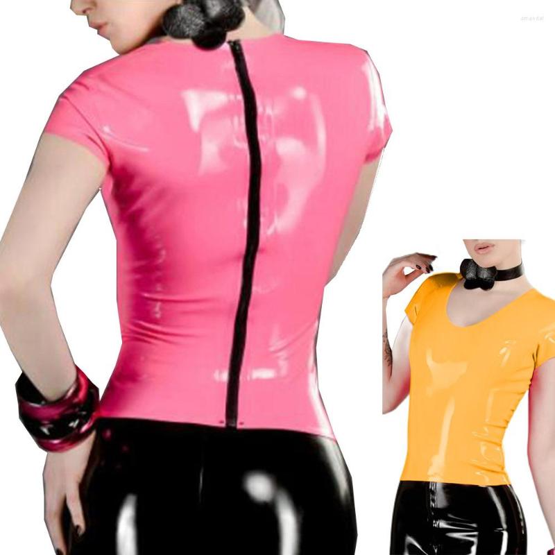 Women's T Shirts Shiny Shirt Wetlook PVC Patent Leather Short Sleeves Summer Sexy T-shirt Sheer Back Zipper T-Shirts Tops Clubwear Casual, Beige
Women's T Shirts Shiny Shirt Wetlook PVC Patent Leather Short Sleeves Summer Sexy T-shirt Sheer Back Zipper T-Shirts Tops Clubwear Casual, Beige