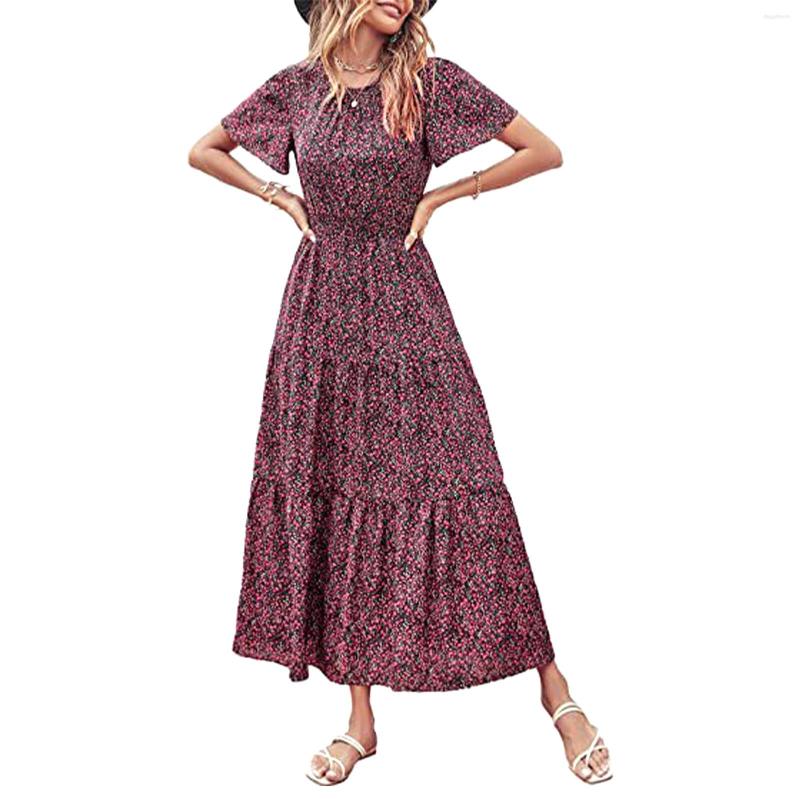 Party Dresses Elastic Waist Short Sleeve Flares Casual A Line Round Neck Long Floral Beach Dating Womens Summer Midi Dress For Ladies, Black
Party Dresses Elastic Waist Short Sleeve Flares Casual A Line Round Neck Long Floral Beach Dating Womens Summer Midi Dress For Ladies, Black