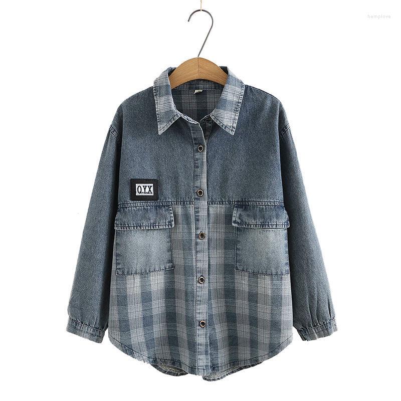 Women's Blouses Denim Blouse Female 2022 Spring Autumn Fat Sister Coat Loose Cowboy Shirt Plaid Stitching Women's Jackets Cotton Tops, Blue
Women's Blouses Denim Blouse Female 2022 Spring Autumn Fat Sister Coat Loose Cowboy Shirt Plaid Stitching Women's Jackets Cotton Tops, Blue