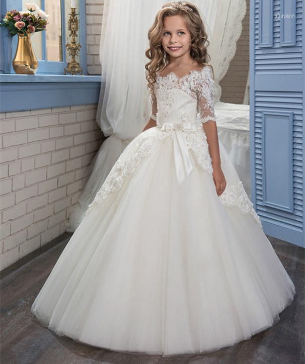 Girl Dresses Flower White Lace Appliques Ball Gown First Communion Vestidos Longo Ivory
Girl Dresses Flower White Lace Appliques Ball Gown First Communion Vestidos Longo Ivory
