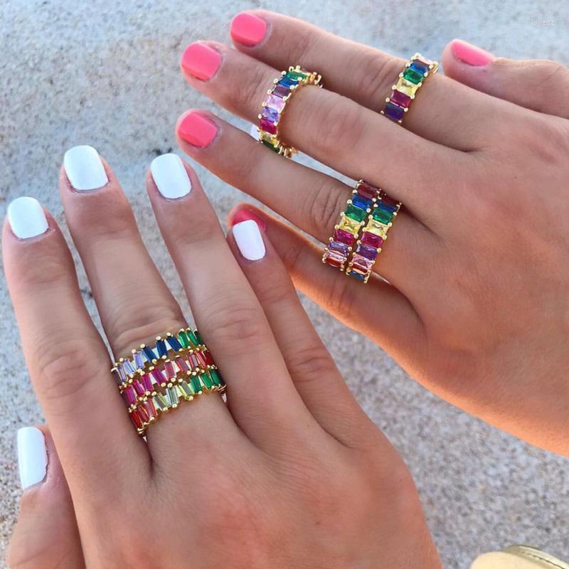 Wedding Rings Top Quality Rainbow CZ For Women Girls Fashion Colorful Zircon Engagement Band Charm Party Jewelry
Wedding Rings Top Quality Rainbow CZ For Women Girls Fashion Colorful Zircon Engagement Band Charm Party Jewelry