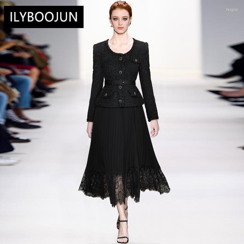 Casual Dresses Winter O-neck Long Sleeve Beading Button Belt Patchwork Pleasted Solid For Women 2022 Luxury Designer Autumn Runway, Black
Casual Dresses Winter O-neck Long Sleeve Beading Button Belt Patchwork Pleasted Solid For Women 2022 Luxury Designer Autumn Runway, Black