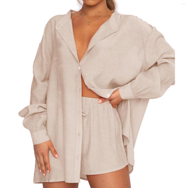 Women's Tracksuits Women Casual 2 Piece Set Summer Solid Color Button-up Shirts Tops Drawstring Linen Shorts Loose Outfits Y2K Streetwear, Khaki
Women's Tracksuits Women Casual 2 Piece Set Summer Solid Color Button-up Shirts Tops Drawstring Linen Shorts Loose Outfits Y2K Streetwear, Khaki
