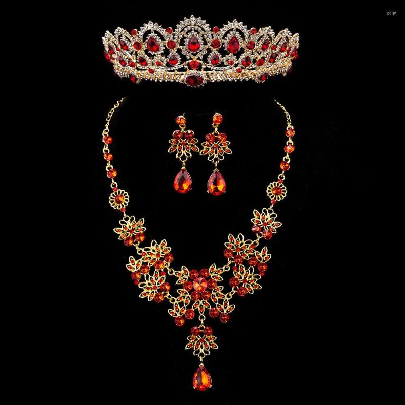 Necklace Earrings Set KMVEXO 3PCS Baroque Vintage Gold Red Crystal Bridal Rhinestone Tiaras Crown Wedding Accessory, Picture shown
Necklace Earrings Set KMVEXO 3PCS Baroque Vintage Gold Red Crystal Bridal Rhinestone Tiaras Crown Wedding Accessory, Picture shown