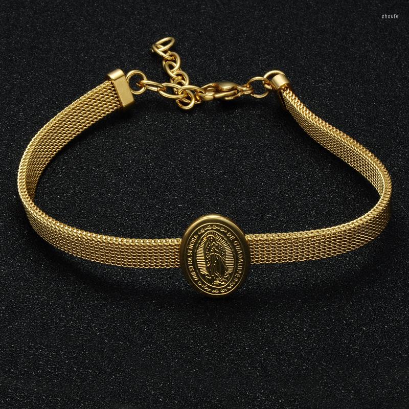 Bangle Gold Color Stainless Steel Virgin Mary Link Chain Bracelets Bangles For Women Catholic Jewelry
Bangle Gold Color Stainless Steel Virgin Mary Link Chain Bracelets Bangles For Women Catholic Jewelry