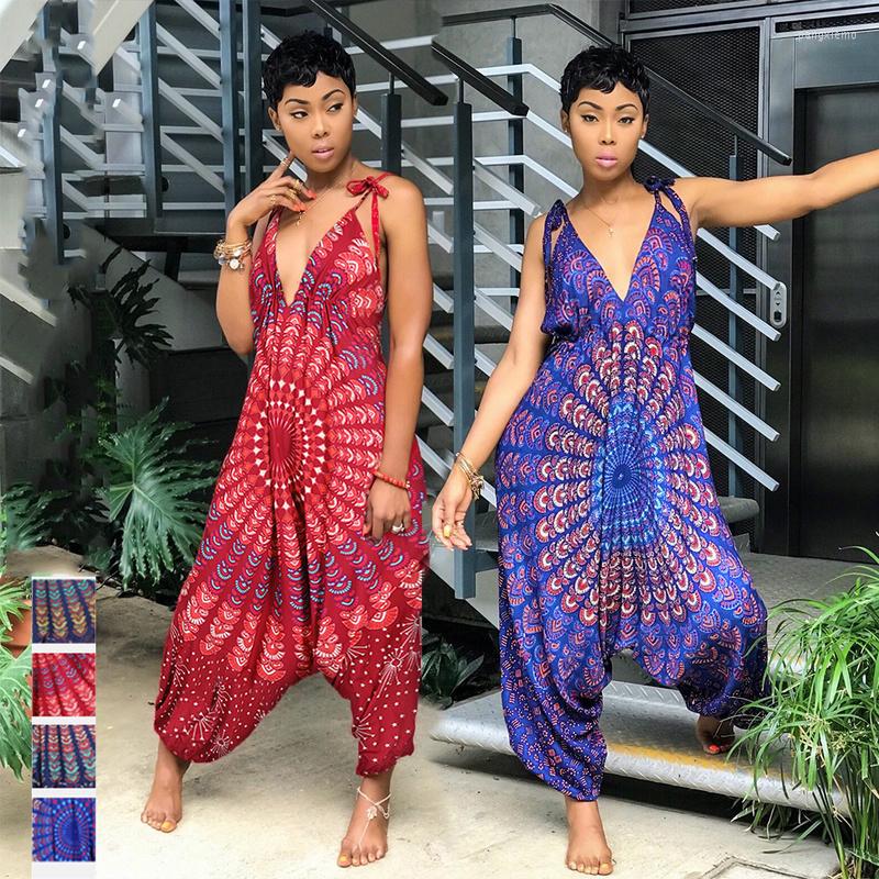 Ethnic Clothing Bohemian Print Lace Up Fashion Rompers Plus Size Women Jumpsuit Summer Beach Sexy African Outfits Dance Costumes
Ethnic Clothing Bohemian Print Lace Up Fashion Rompers Plus Size Women Jumpsuit Summer Beach Sexy African Outfits Dance Costumes
