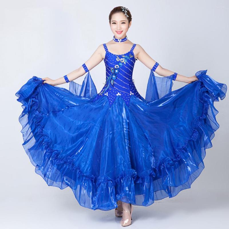 Stage Wear 2022 Women Lady Ballroom Dancing Dress Collar Embroidered Diamonds Sling Bouffant Skirt Waltz Tango Dance Costume, Blue
Stage Wear 2022 Women Lady Ballroom Dancing Dress Collar Embroidered Diamonds Sling Bouffant Skirt Waltz Tango Dance Costume, Blue