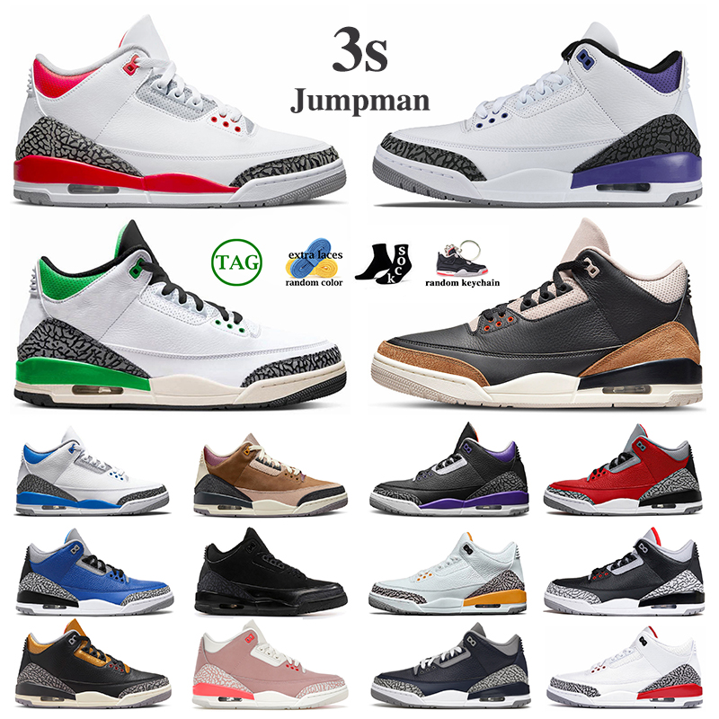 

jumpman 3 3s basketball shoes jordas 3 women men Fire Red Dark Iris Archaeo Brown Racer Blue Pine Lucky Green UNC Desert Elephant Cardinal Laser Orange, Cement red