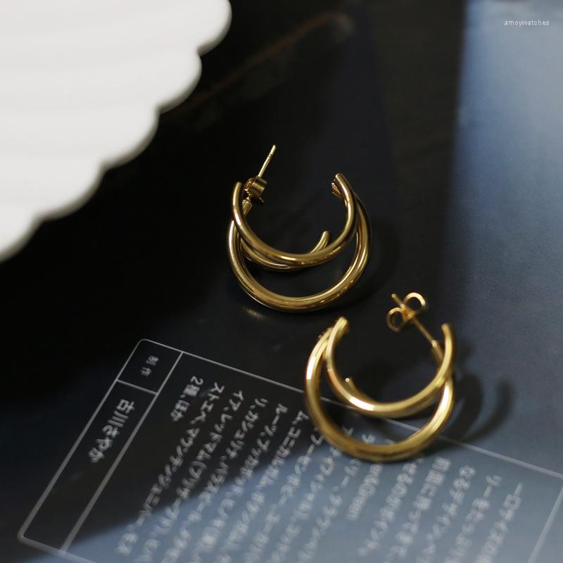 Hoop Earrings High Polished Gold Color Triple Layers Open Circle Titanium Steel C Shaped For Women Jewelry
Hoop Earrings High Polished Gold Color Triple Layers Open Circle Titanium Steel C Shaped For Women Jewelry