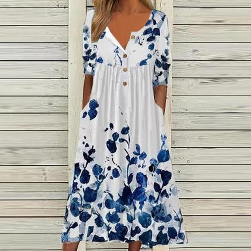 Party Dresses Elegant Women Midi Dress 2022 Summer Casual Floral Print V Neck Button Short Sleeve Pocket Long Beach Femme Vestidos, Style7
Party Dresses Elegant Women Midi Dress 2022 Summer Casual Floral Print V Neck Button Short Sleeve Pocket Long Beach Femme Vestidos, Style7