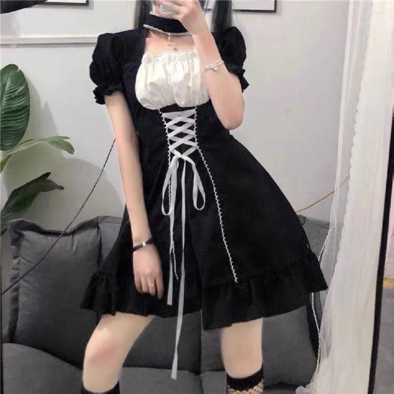 Party Dresses Japanese Puff Sleeve Goth Dress Maid Outfit Soft Girl Lolita Cute College Style Gothic Bubble Lace Up Waist, Black
Party Dresses Japanese Puff Sleeve Goth Dress Maid Outfit Soft Girl Lolita Cute College Style Gothic Bubble Lace Up Waist, Black