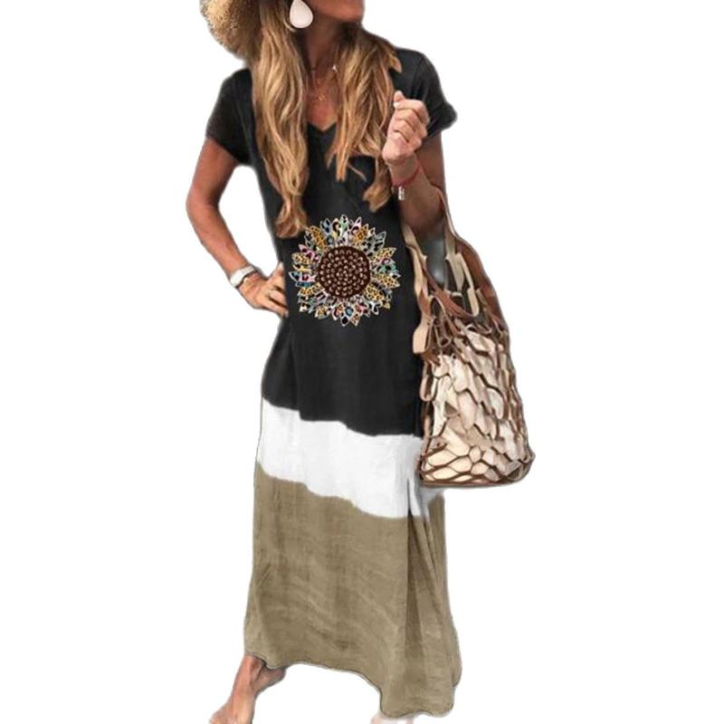 Party Dresses Women Flower Patchwork Color Print V-neck Loose Straight Long Dress Elegant Summer Casual Short Sleeve Robe Maxi Vestidos, W0282 black
Party Dresses Women Flower Patchwork Color Print V-neck Loose Straight Long Dress Elegant Summer Casual Short Sleeve Robe Maxi Vestidos, W0282 black