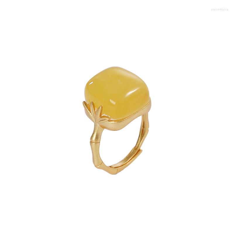 Cluster Rings S925 Sterling Silver Gold-plated Natural Amber Beeswax Ring Retro Bamboo Leaf
Cluster Rings S925 Sterling Silver Gold-plated Natural Amber Beeswax Ring Retro Bamboo Leaf