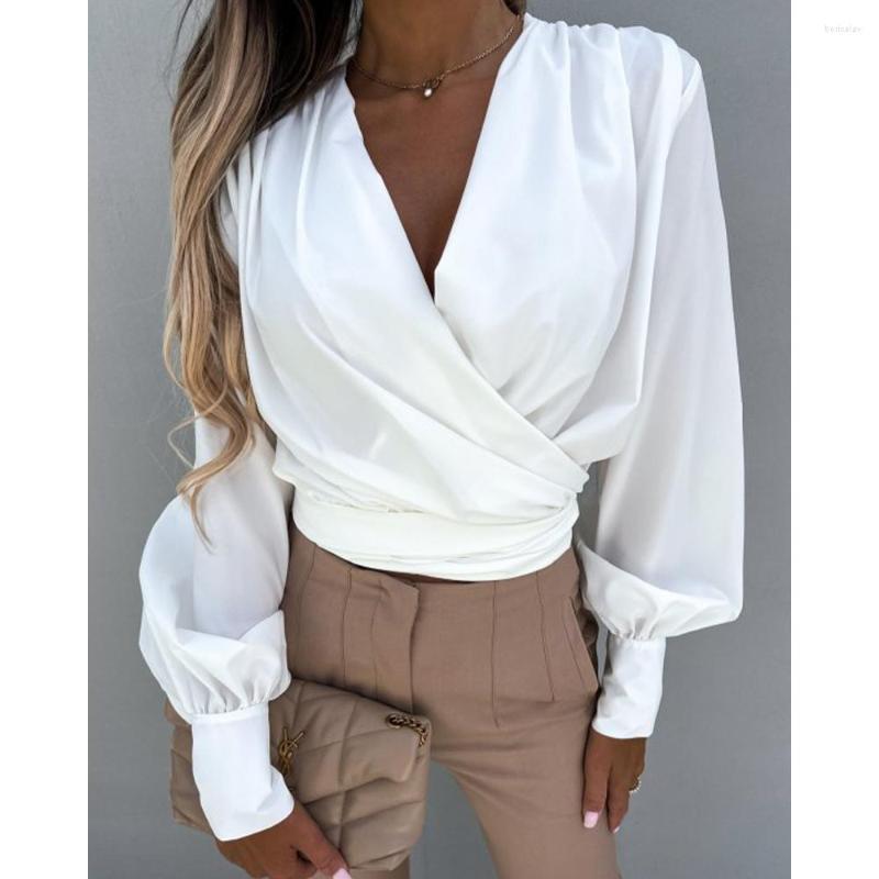 Women' Blouses 2022 Summer Lantern Sleeve Ruched Wrap Top Women V Neck Long Pullover Shirts Workwear Elegant Blouse Clothings, Odt2792
Women' Blouses 2022 Summer Lantern Sleeve Ruched Wrap Top Women V Neck Long Pullover Shirts Workwear Elegant Blouse Clothings, Odt2792