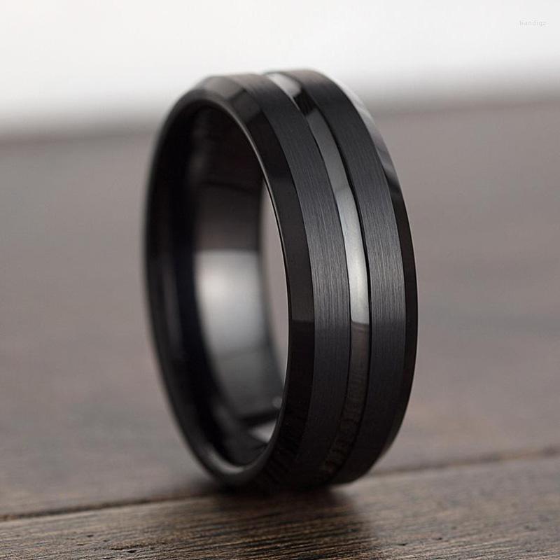 Wedding Rings Fashion 8MM Men's Black Stainless Steel Ring Groove Vintage Engagement Anniversary Jewelry For Men
Wedding Rings Fashion 8MM Men's Black Stainless Steel Ring Groove Vintage Engagement Anniversary Jewelry For Men