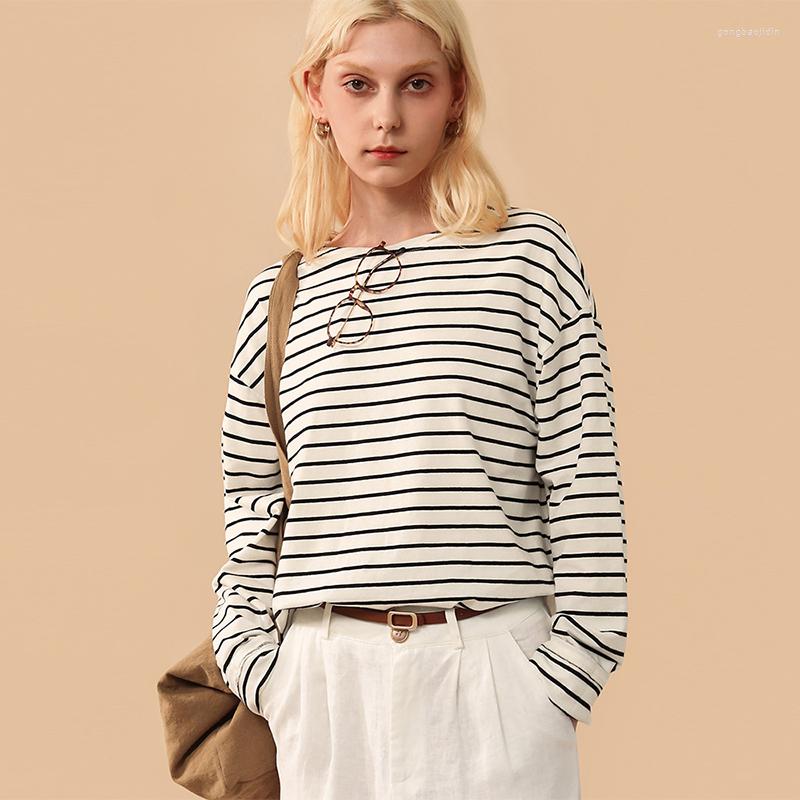 Women' T Shirts 95% Cotton TWomen T-Shirt Long-Sleeved Contrast Color Striped Shirt Korean Autumn And Winter Base Loose All-Match Inner Top 
Women' T Shirts 95% Cotton TWomen T-Shirt Long-Sleeved Contrast Color Striped Shirt Korean Autumn And Winter Base Loose All-Match Inner Top