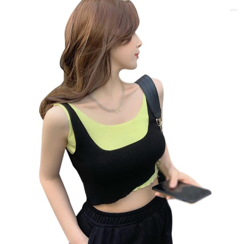 Women's Tanks Women Camisoles Designer Patchwork Fake Two-pieces Sleeveless Tops Ulzzang Chic Vest Streetwear
Women's Tanks Women Camisoles Designer Patchwork Fake Two-pieces Sleeveless Tops Ulzzang Chic Vest Streetwear