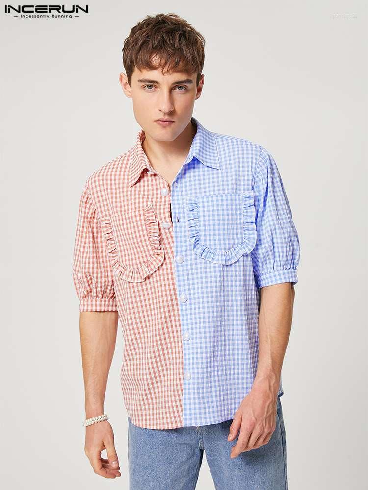 Men' Casual Shirts INCERUN Men Shirt Plaid Patchwork Lapel Ruffle Short Sleeve Streetwear 2022 Pockets Clothing Button Leisure Camisas, Blue
Men' Casual Shirts INCERUN Men Shirt Plaid Patchwork Lapel Ruffle Short Sleeve Streetwear 2022 Pockets Clothing Button Leisure Camisas, Blue