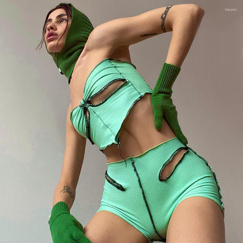 Women' Tracksuits E-girl 90s Aesthetic Cutout 2Pieces Sets Women Streetwear Grunge Harajuku Outfits Strapless Tube Crop Tops And Shorts, Green
Women' Tracksuits E-girl 90s Aesthetic Cutout 2Pieces Sets Women Streetwear Grunge Harajuku Outfits Strapless Tube Crop Tops And Shorts, Green