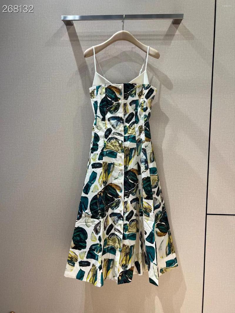 Casual Dresses Fyion 2022 Women' Summer Runway High Quality Cotton Spaghetti Strap Midi Dress Sexy Party Flowers Print Single Breasted, As photo 
Casual Dresses Fyion 2022 Women' Summer Runway High Quality Cotton Spaghetti Strap Midi Dress Sexy Party Flowers Print Single Breasted, As photo