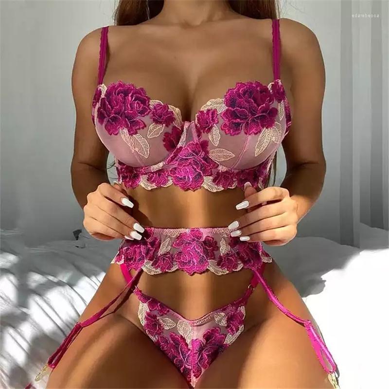 Bras Sets Big Size Lingerie Set Sexy Exotic Fancy Floral Transparent Underwear Lace Sensual Push Up Underwire Bra Garters Thong Brief, Pink
Bras Sets Big Size Lingerie Set Sexy Exotic Fancy Floral Transparent Underwear Lace Sensual Push Up Underwire Bra Garters Thong Brief, Pink